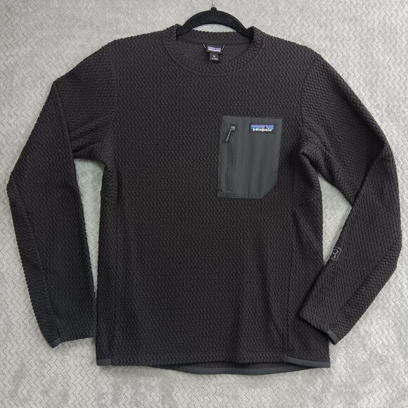 PATAGONIA Men's R1 Air Crew Fleece Pullover Crewneck Sweatshirt Size XS Black - Picture 3 of 9
